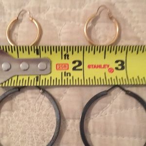 14 K Gold hoop + sterling silver large hoops